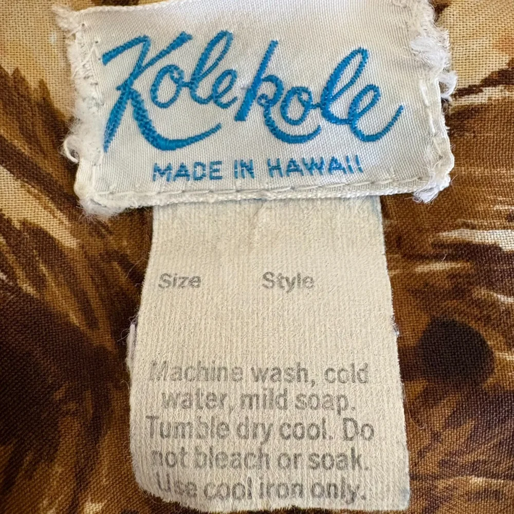 Kolekole Hawaiian Shirt Brown Vintage 70s Medium